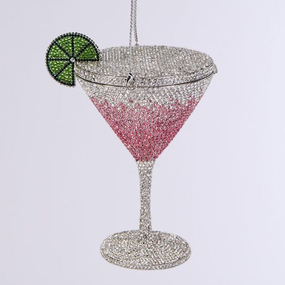 PINK RHINESTONE MARTINI CLUTCH - Picture 5 of 5